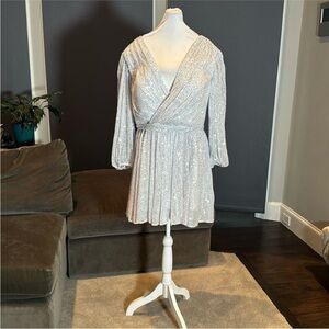 Women’s Silver Fully Sequined Dress.  Party, New Years, Homecoming Size 16 NWOT